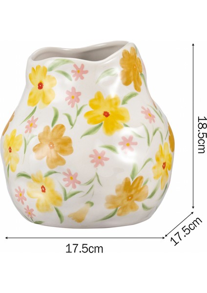 Spring Çiçek Desenli Vazo Sarı