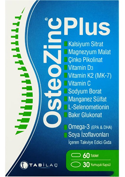 Tab Osteozinc Plus 30 Kapsül ve 60 Tablet