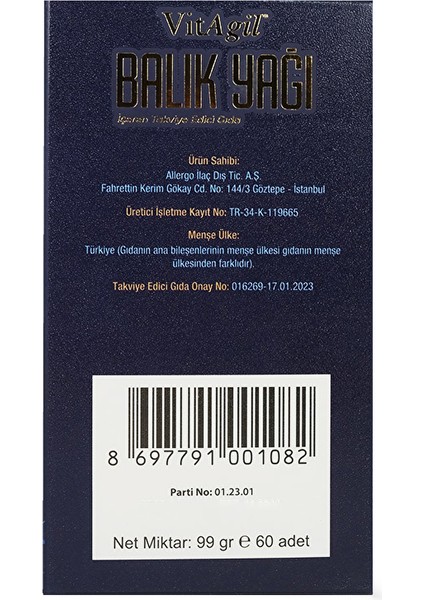 Vitagil Omega-3 Balık Yağı 60 Softjel