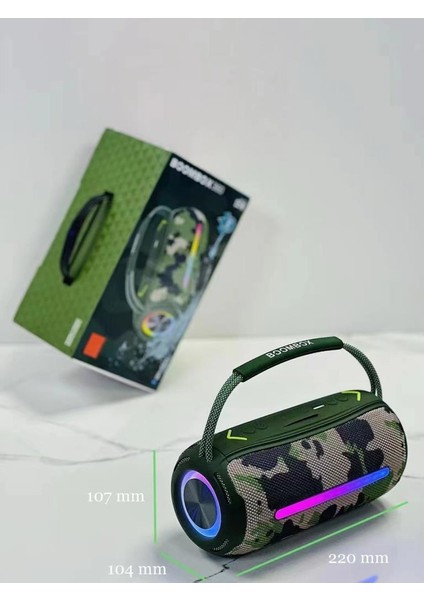Booms Box 360 Taşınabilir Rgb Ledli Bluetooth Hoparlör Usb-Tf Yeşil