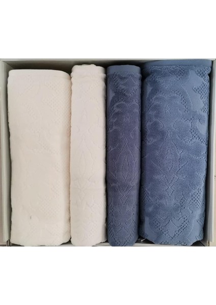 Curve Best Set (Hamam Takımı) Krem-Indigo