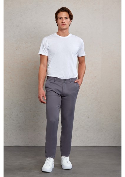 Gri D. Slim Fit Desenli Yandan Cep Kanvas Pantolon fiyatları