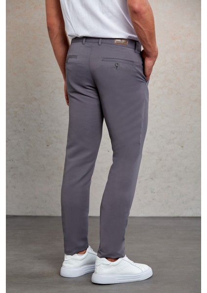 Gri D. Slim Fit Desenli Yandan Cep Kanvas Pantolon fırsatları