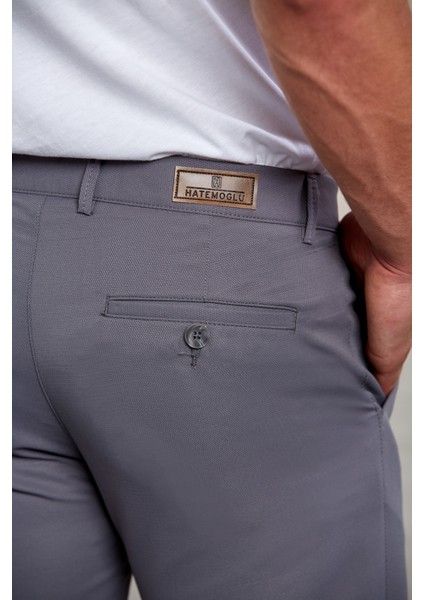 Gri D. Slim Fit Desenli Yandan Cep Kanvas Pantolon indirimleri