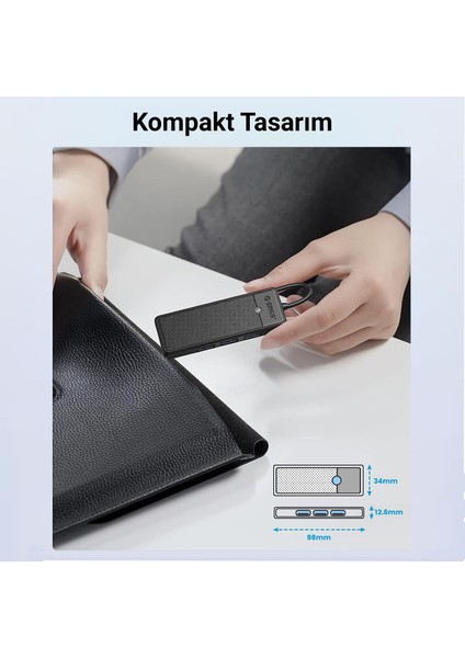 Type-C To 3.0 Tf Sd Kart Okuyucu 3 Portlu USB 3.0 Çoklayıcı Adaptör Siyah