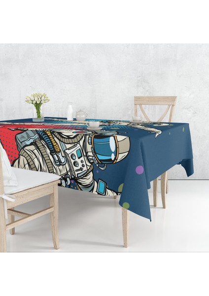 Astronot Temalı Dijital Baskı Masa Örtüsü Alho_tblc-30 (140X180)