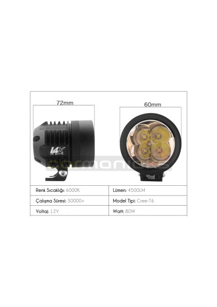 Ultra Power Usa Cree 4 LED Unıversal Sis Farı 24W 2'li modelleri