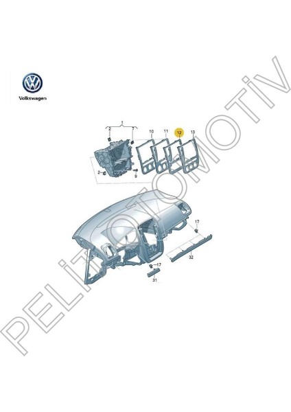 Volkswagen Scirocco Torpido Teyp Çerçevesi 1Q0858069H