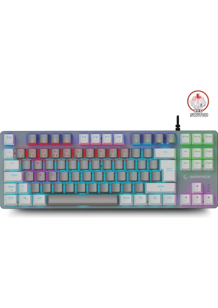 Snug K14 Gri/beyaz Red Switch Rainbow Aydınlatmalı 87 Tuşlu Tkl Mekanik Klavye Ultra Gaming Oyuncu Klavye