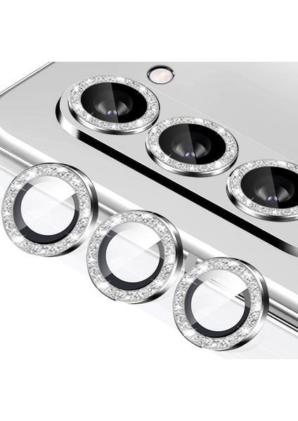 Samsung Galaxy Z Fold 5 Uyumlu Metal Taşlı Temperli Cam Lens Koruyucu