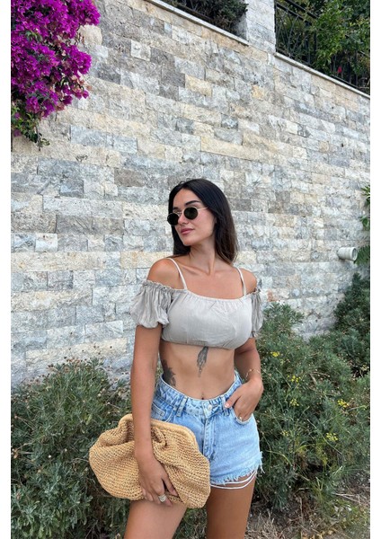 Omuzdan Baglamalı Crop Bluz fiyatları