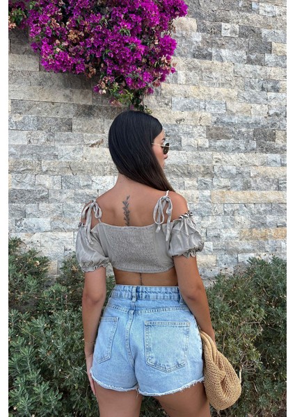Omuzdan Baglamalı Crop Bluz modelleri