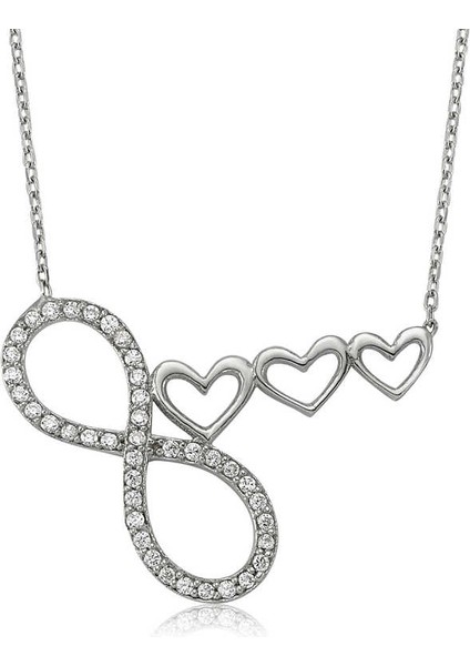 925 Ayar Gümüş Sonsuzluk Kalp Kadın Gümüş Kolye