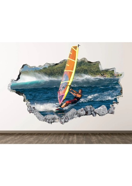 Havalı Sörfçü Full Hd Baskı 3D Modern Duvar Sticker