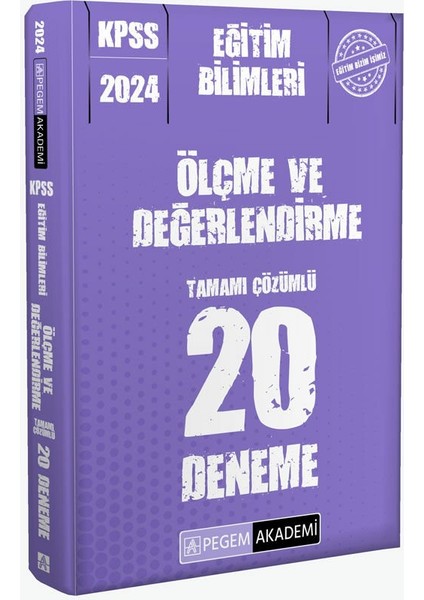 Pegem Akademi Yayıncılık 2024 KPSS Eğitim Bilimleri Ölçme ve Değerlendirme 20 Deneme