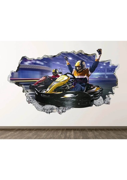 Eğlenceli Yarış Full Hd Baskı 3D Modern Duvar Sticker