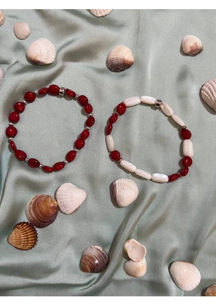 Mercan ve Sedef Boncuğundan Doğal Taş Bileklik fiyatları