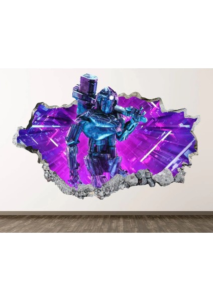 Robot Temalı Full Hd Baskı 3D Modern Duvar Sticker