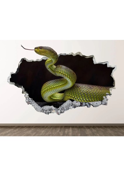 Zehirli Yılan Full Hd Baskı 3D Modern Duvar Sticker