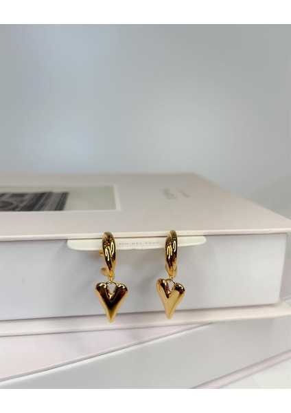 Özel Seri Sallantılı Rose Kalpli Küpe Gold fiyatları