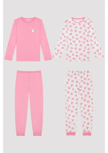 Kız Çocuk Pinky Monster Ck Uuzn Kollu 2'li Pijama Takımı