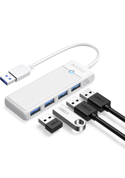 4 Portlu USB 3.0 Yüksek Hızlı 5gbps Hub Çoklayıcı Beyaz