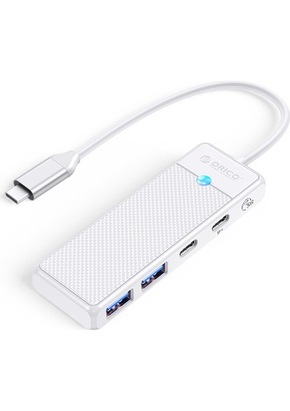 4 Portlu Type-C To USB 3.0 / Type-C Pd 100W Yüksek Hızlı 5gbps Hub Çoklayıcı Beyaz