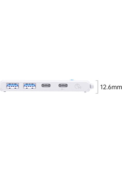 4 Portlu Type-C To USB 3.0 / Type-C Pd 100W Yüksek Hızlı 5gbps Hub Çoklayıcı Beyaz