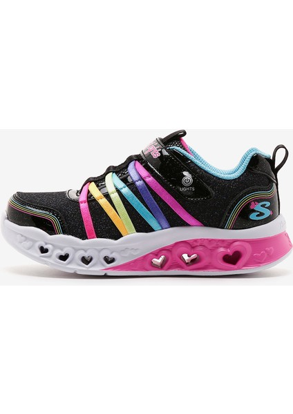 Flutter Heart Lights - Rainbo Büyük Kız Çocuk Siyah Işıklı Spor Ayakkabı 303252L Bkmt