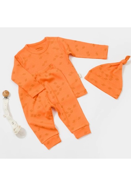 Babycosy Organik Modal Fil Desenli Şapkalı 3 Lü Bebek Takım CSYM25500
