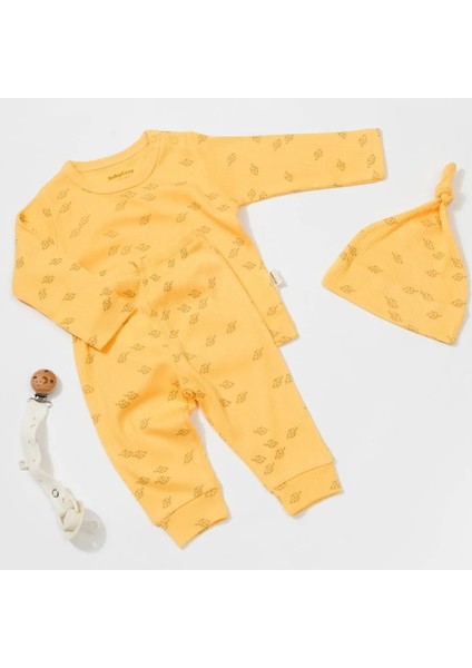 Babycosy Organik Modal Fil Desenli Şapkalı 3 Lü Bebek Takım CSYM25500