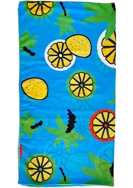 Limon Desenli Mavi Iç Göstermeyen Pareo