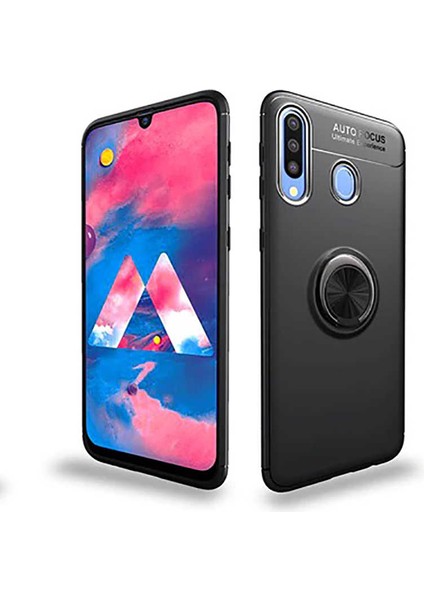 Samsung Galaxy A20S Uyumlu Manyetik Yüzüklü Standlı Koruyucu Shockproof Yumuşak Silikon