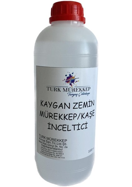 Turk Mürekkep Kaygan Zemin Kaşe Mürekkebi Çözücü Sıvı 1000 Ml.