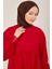 Beli ve Kolu Fırfırlı Pamuk Elbise 23Y9651 Kiraz 4