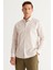 Erkek Bej-Beyaz Slim Fit Dar Kesim Düğmeli Yaka Pamuklu Çizgili Gömlek 2