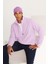 Erkek Lila Anti-pilling Tüylenme Yapmayan Standart Fit Dik Bato Yaka Sweatshirt Polar Ceket 1