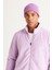 Erkek Lila Anti-pilling Tüylenme Yapmayan Standart Fit Dik Bato Yaka Sweatshirt Polar Ceket 2