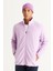 Erkek Lila Anti-pilling Tüylenme Yapmayan Standart Fit Dik Bato Yaka Sweatshirt Polar Ceket 4