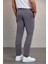 Gri D. Slim Fit Desenli Yandan Cep Kanvas Pantolon 4