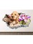 Masum Köpek ve Çiçekler Full Hd Baskı 3D Modern Duvar Sticker 1