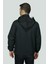 Yağmurluk File Astarlı Kapşonlu Siyah Erkek 5