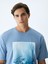 ErkekLogolu Baskılı Mavi T-shırt 5