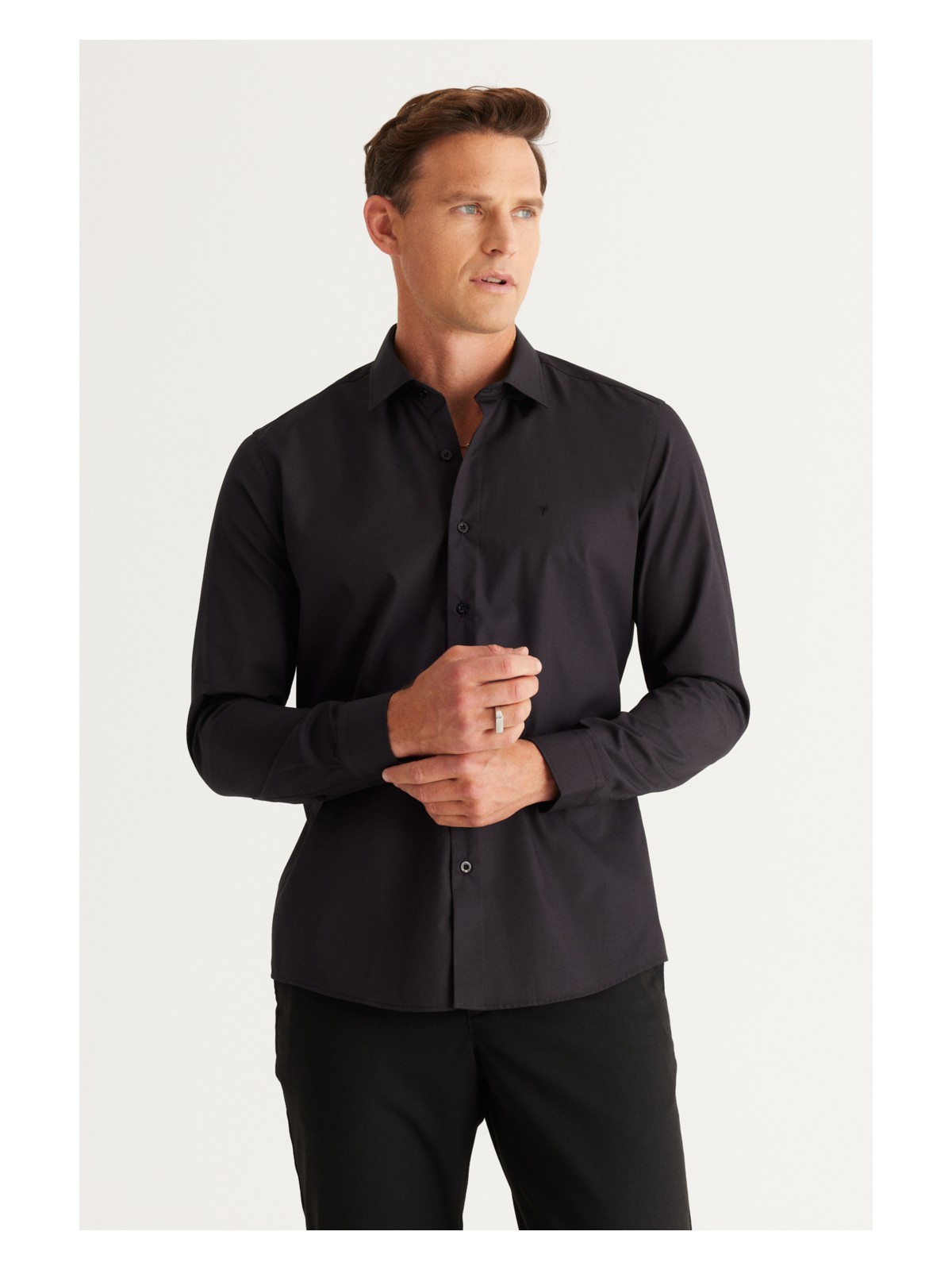 Altınyıldız Classics AC&Co / Altınyıldız Classics Erkek Beyaz Ütülemesi Kolay Slim Fit Dar Kesim Klasik Yaka Pamuklu Gömlek - Görsel 7