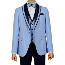 Cengiz İnler Dokulu Çift Çizgi Şal Yaka Tek Düğme Damatlık