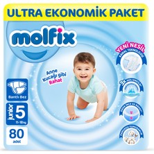 Molfix Bebek Bezi 5 Beden Junior Ultra Ekonomik Paket 80 Adet