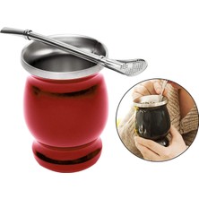 Aling Modern Yerba Mate Kabak Mate Cup Çift Duvarlı Vakum Yalıtım Kupa Kırmızı (Yurt Dışından)