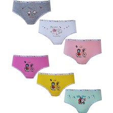 Hepsine Rakip 6lı Kız Çocuk Baskılı Renkli Külot Likralı Slip