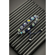 Frnch Swarovski Taşlı Lacivert Renkli Ayarlanabilir Makrome Erkek Bileklik FRJ11577-1677-L