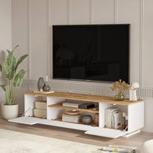 L'occi Concept Delphin Kapaklı Tv Ünitesi Orta Sehpa Konsol Kitaplık 4'lü Set Çam-Beyaz DLP19-AW